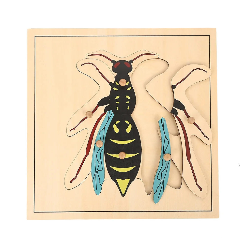 2020 high quality  educational material for montessori wooden wasp puzzle toys