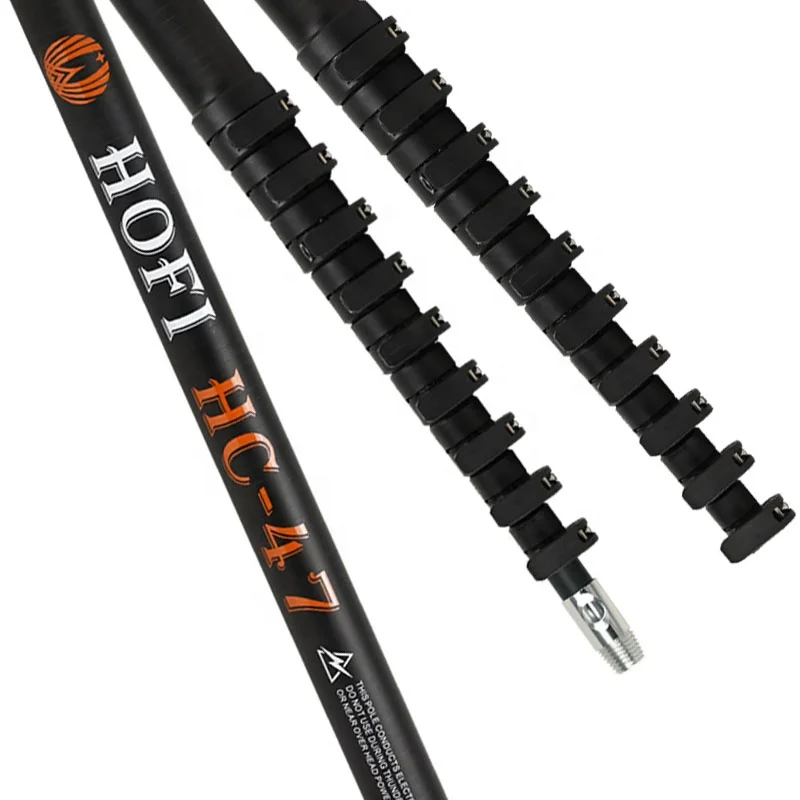 HOFI  hot selling high reach Carbon fiber telescopic solar panel cleaning extension water fed pole brush