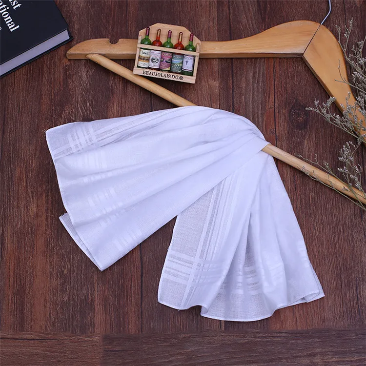 
Good quality wholesale white color soft 100% cotton handkerchief for gift 