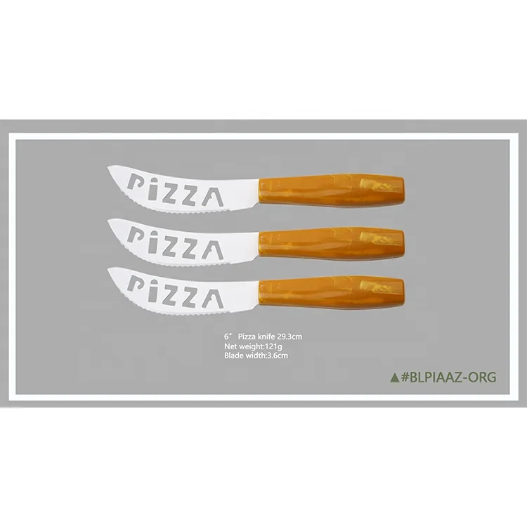 
Plastic Handle Pizza Cheese Knife with PIZZA word on the blade 