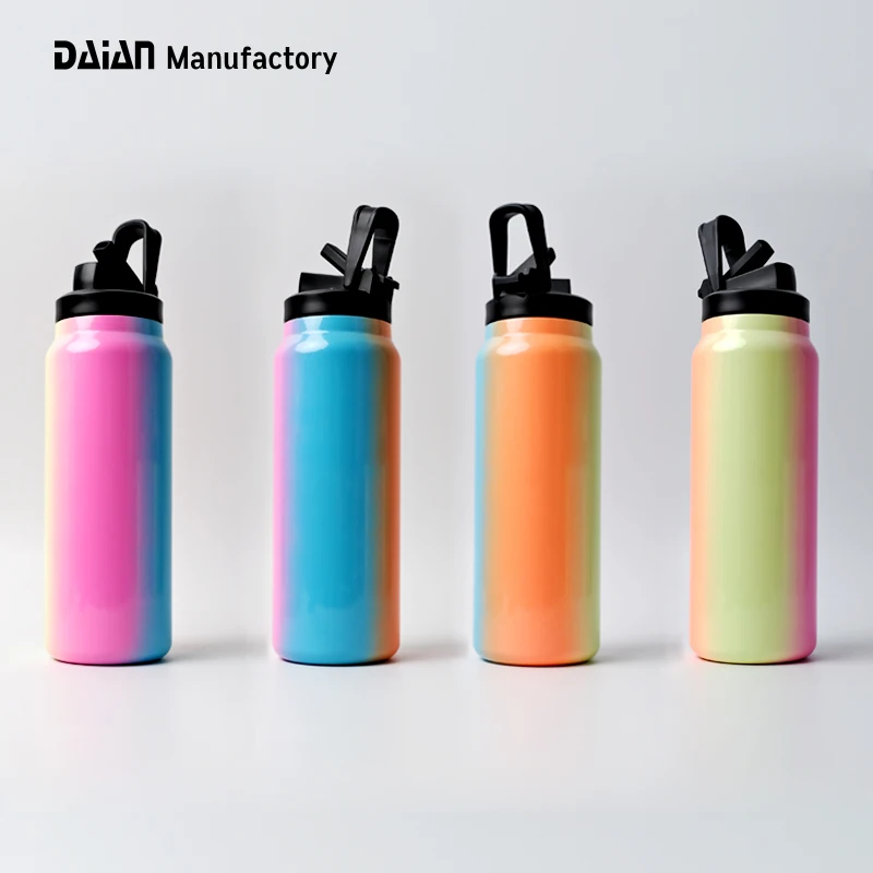 Daian Manufactory New Color Changing Spray Painting Big Capacity 32oz Fitness Stainless Steel Sport Gym Water Bottles