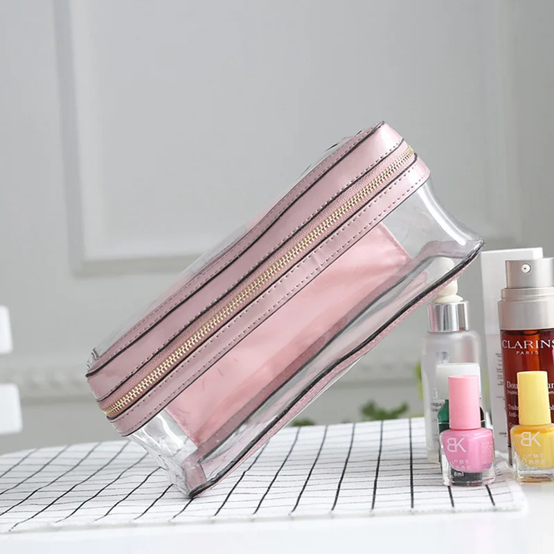 Custom Logo Carry on transparent travel toiletry Bag PVC cosmetic Bag with zipper