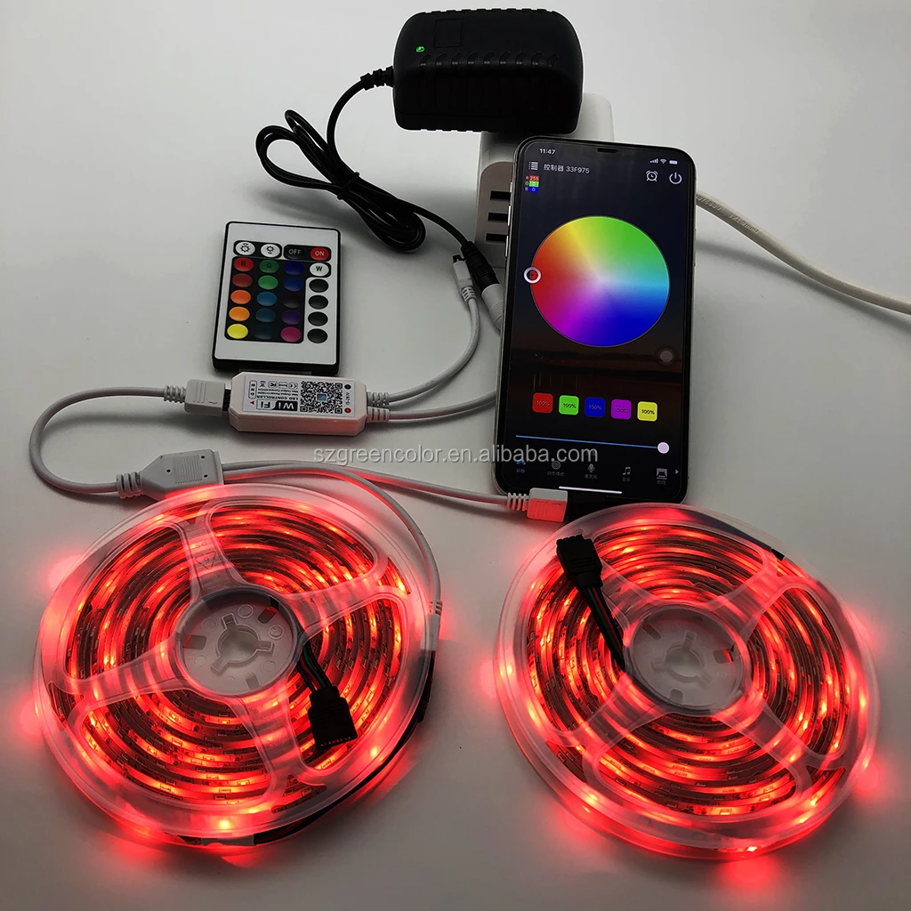 Комплект светодиодной ленты 2835 RGB меняющая цвет гибкая диммируемая Светодиодная лента 12 В с пультом дистанционного управления на 24 кнопки и источником питания для