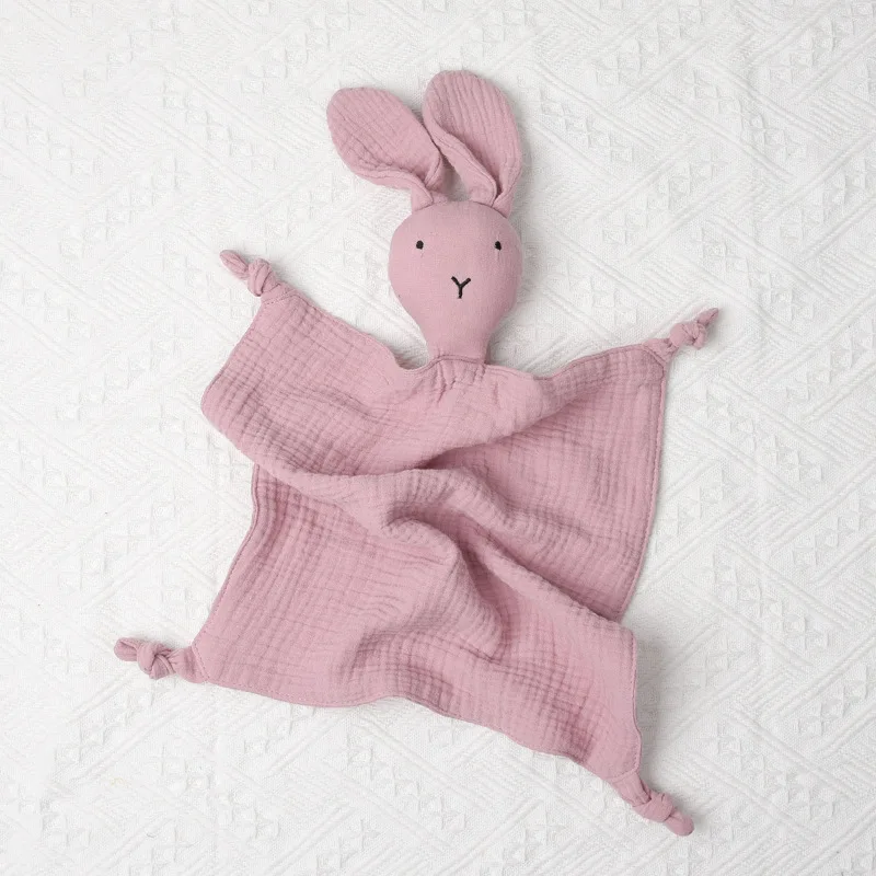 New Arrivals 100% Cotton Gauze Animal Bunny Plush Toys Super Soft Baby Comforter Toy Newborn Baby Security Blanket