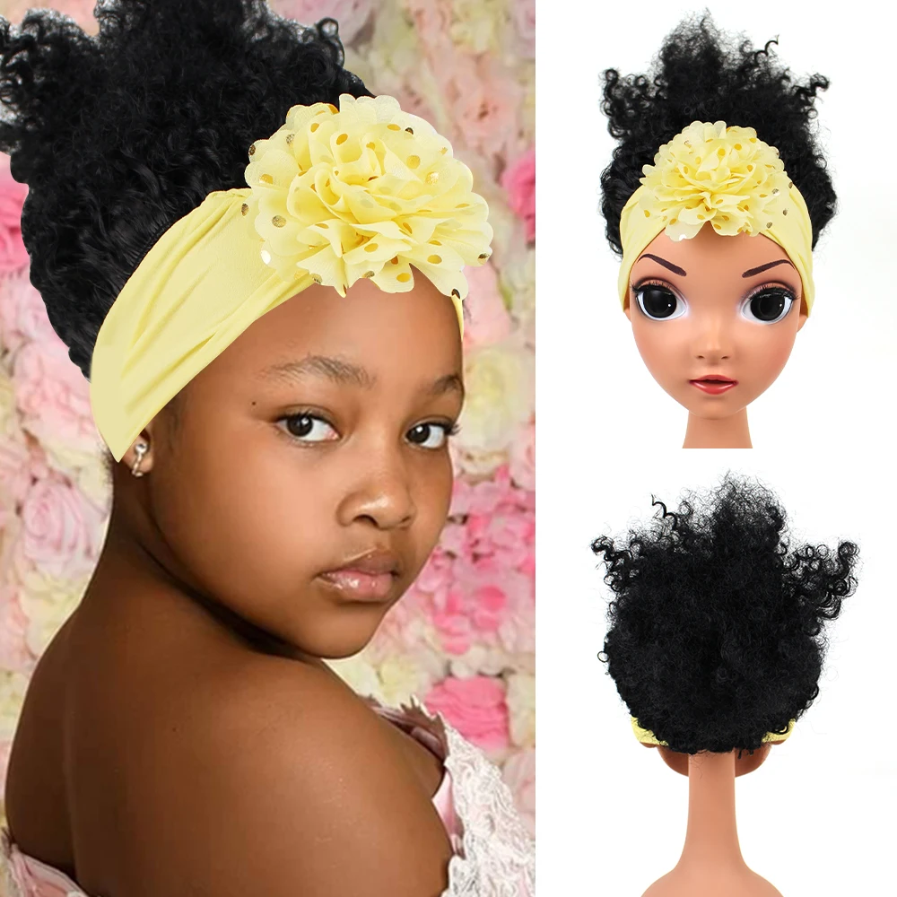 Popular beauty girls full head feel like human hair wig for kids girls synthetic headband wigs soft breathable wigs for baby