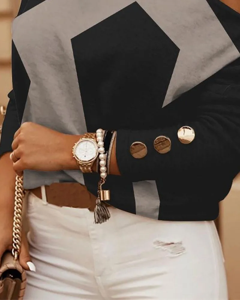 New Fashion Long Sleeve Diagonal Shoulder Chain Decorative Top Blouse Female Off Shoulder Tops Shirts Blouse Women Tops