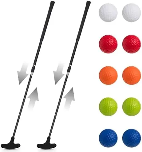 Two 2-segment bidirectional telescopic golf putters are suitable for any left-handed or right-handed golfer with 8 balls.