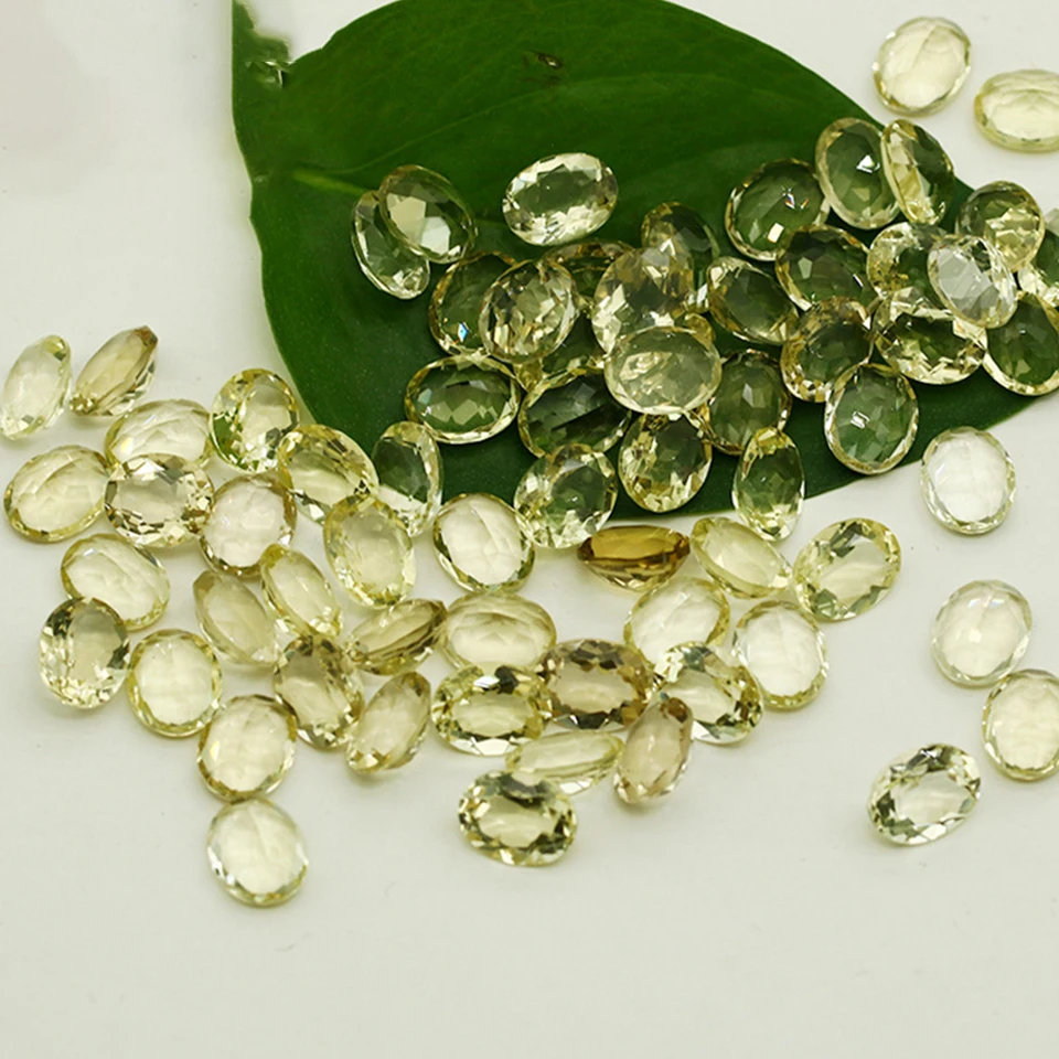 High Quality Pure Stone Natural Lemon Quartz Crystal Rectangle Inlaid Gemstone For Diy Ring Necklace Earrings Bracelet