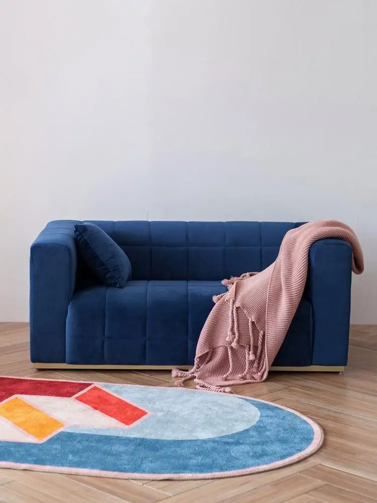 Современный простой итальянский легкий роскошный тканевый диван для гостиной одиночный или двойной настраиваемый голубой бархатный