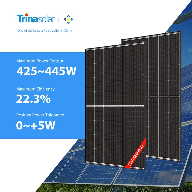 Trinasolar Solar Energy Panel 425w 430w 435w 440w 445 Watts Dual Glass Half Cell Mono Solar Panel Price