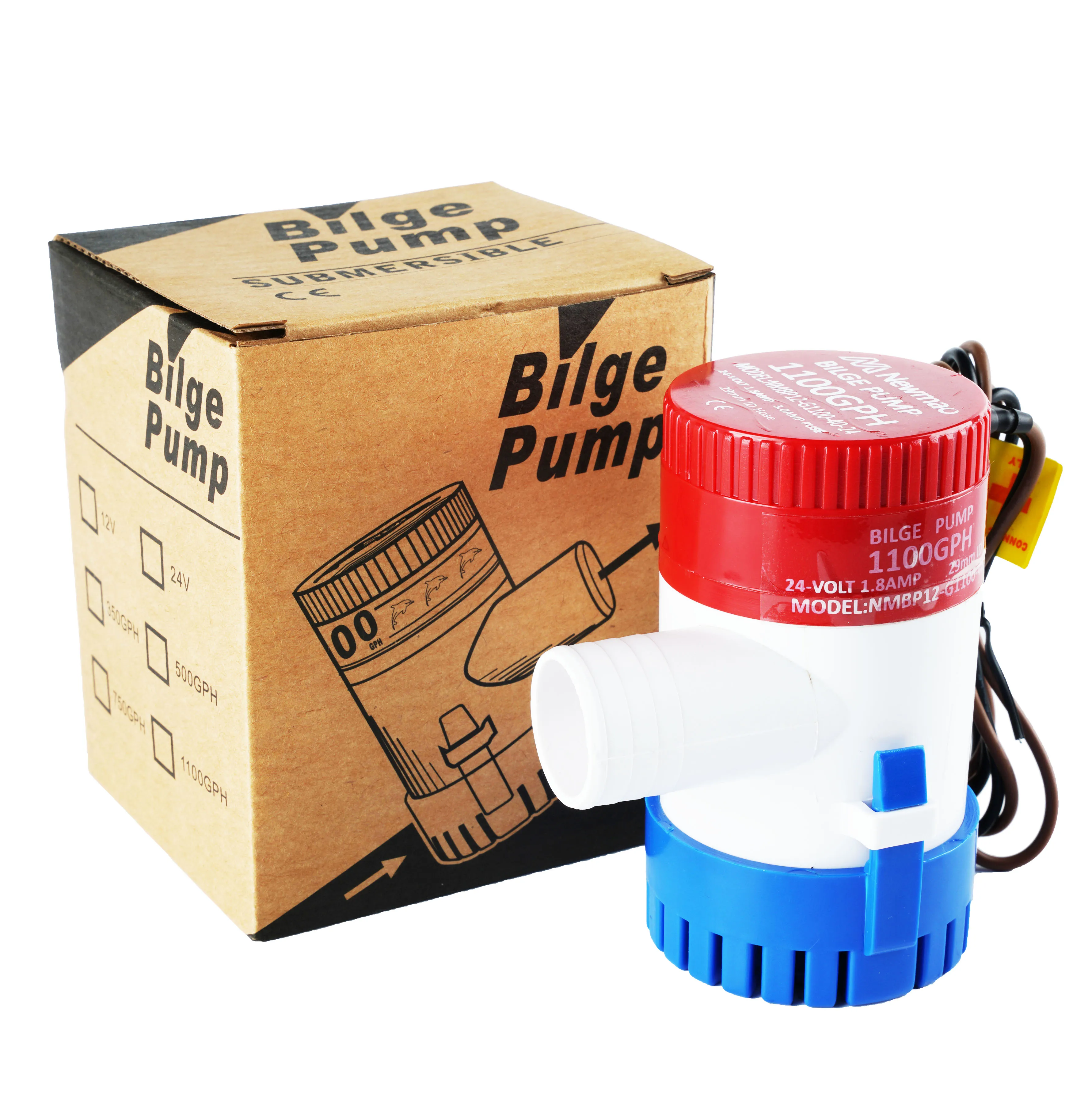 Newmao full range 1100gph / 4164LPH flowrate marine 12V DC SUBMERSIBLE bilge pump for water remove Maximum head: 3m
