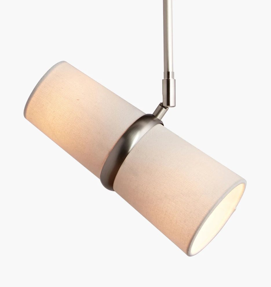 Brass Linen Shade Track Pendant Light with Pole 110-240V Rail Hanging Light with Pole E26 H-Type Track Adapter LED Pendant Lamp