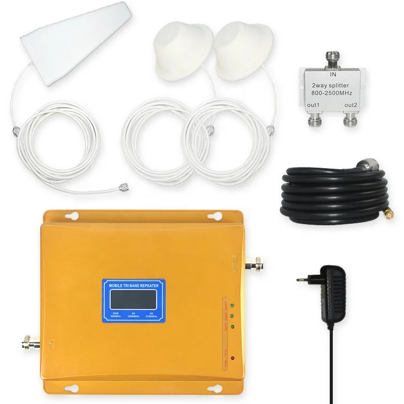 Dual band GSM 2g 3g 4g lte mobile network booster 900/1800mhz signal repeater with Antenna signal booster repeater 3g 4g lte