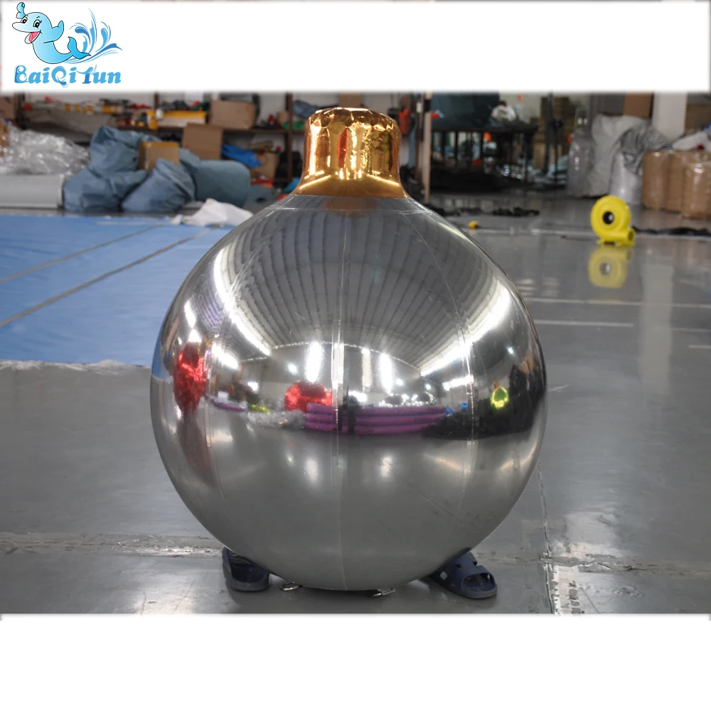 Fiesta Novedades Christmas Tree Decoration Inflatable Silver Reflective Balloon Balloons Party Decoration Pvc Giant Mirror Balls