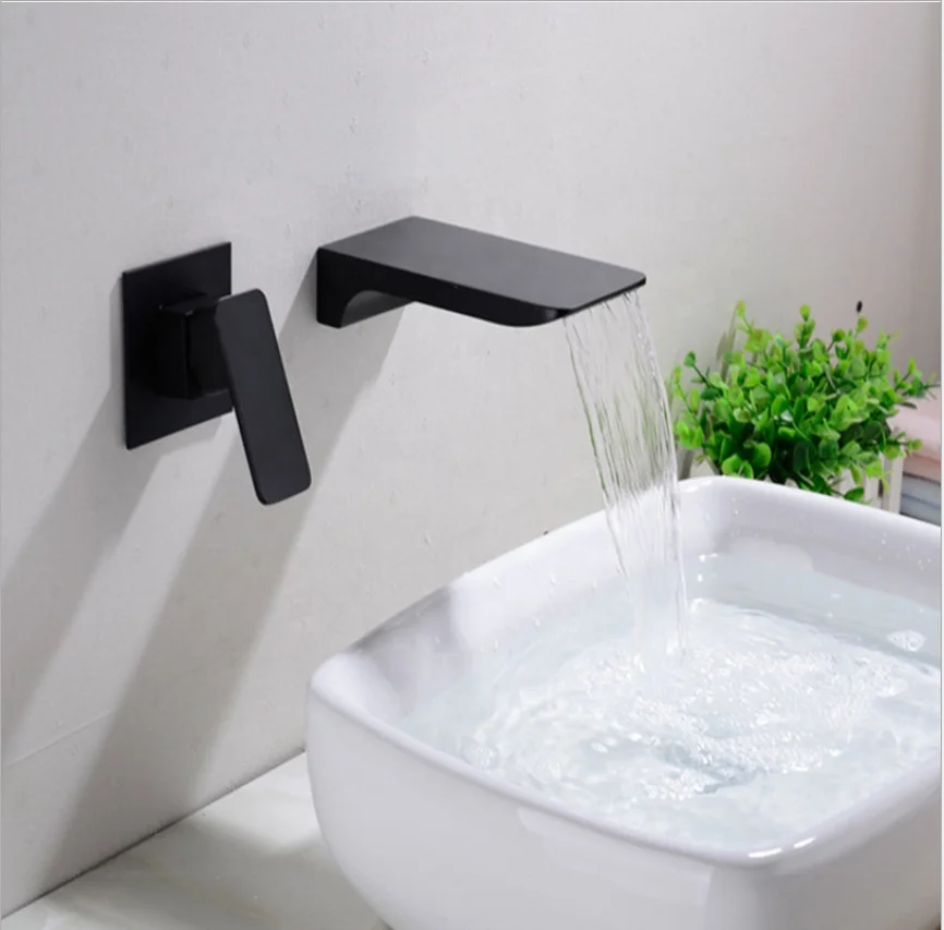AVATAR Wall Mounted Waterfall Mixer Filler Spout Bathroom Vessel Sink Faucet 2 buyers