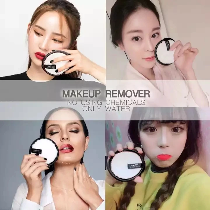 HMU Custom Makeup Remover Pad Facial Cleaning Round Puff Washable Face Microfiber Make Up Colorful Reusable Makeup Remover Pads