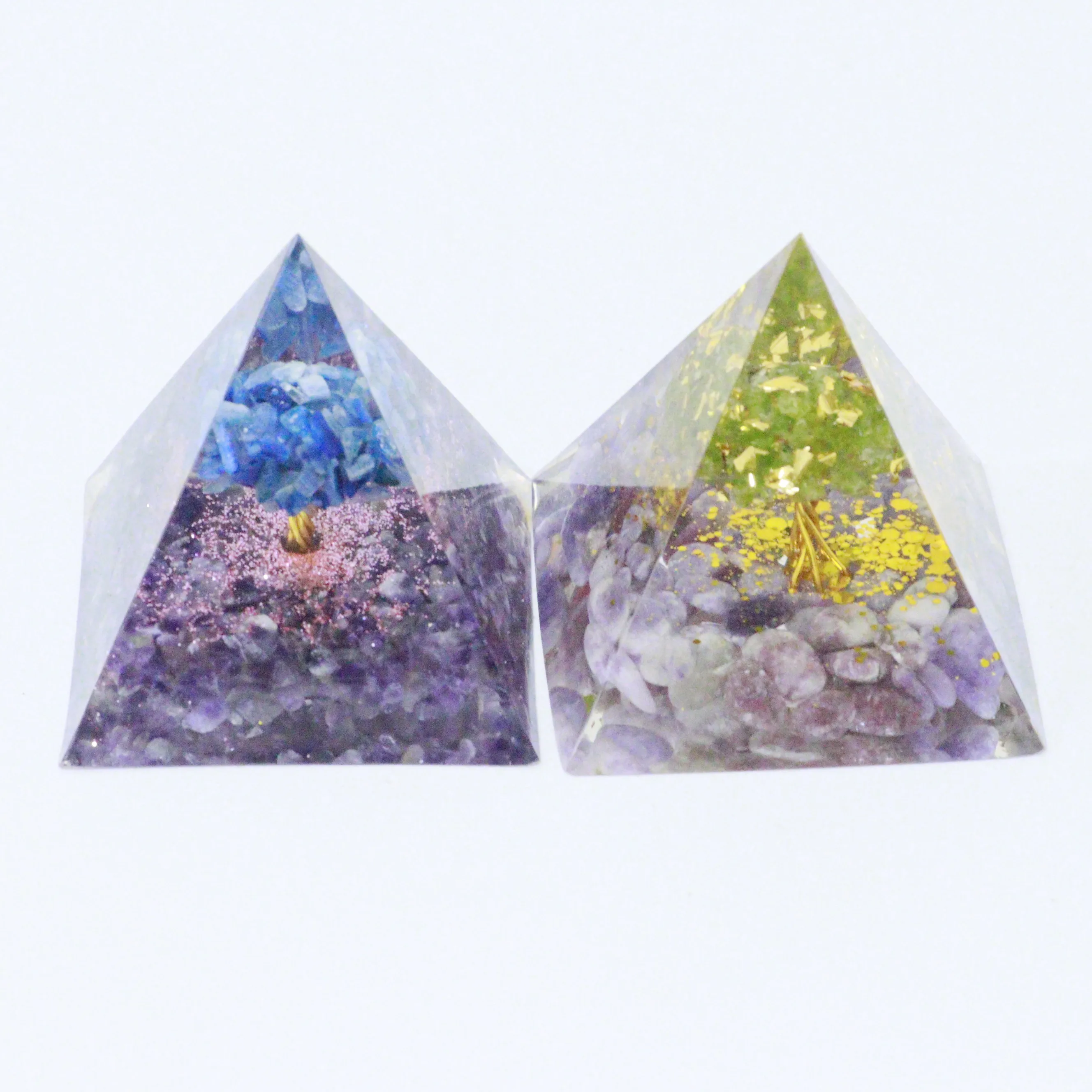 Wholesale  crystal  energy  orgonite  pyramid  natural crystal jewelry resin crafts for fengshui