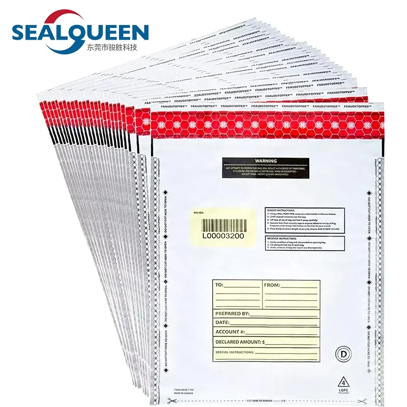 Custom Logo Plastic Secure Seal Tamper Proof Tamper Evident bag Locking Money Cash Security Bag for Mail Industry Package