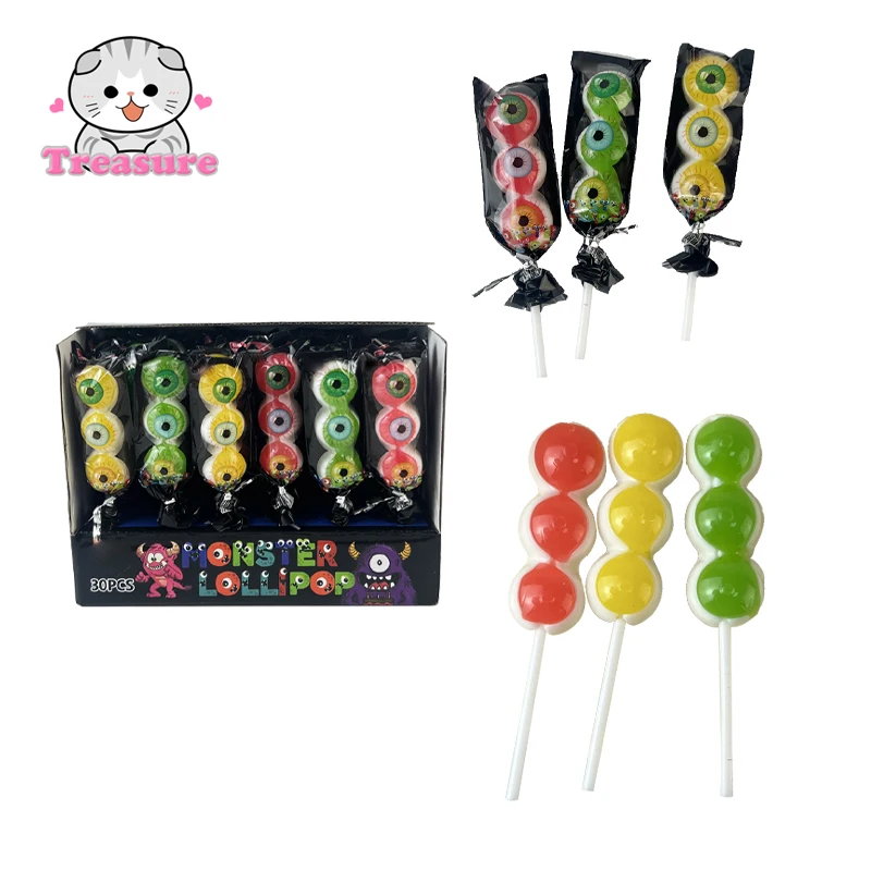 Hot sell Halloween eyeball lollipop fruit taste candy