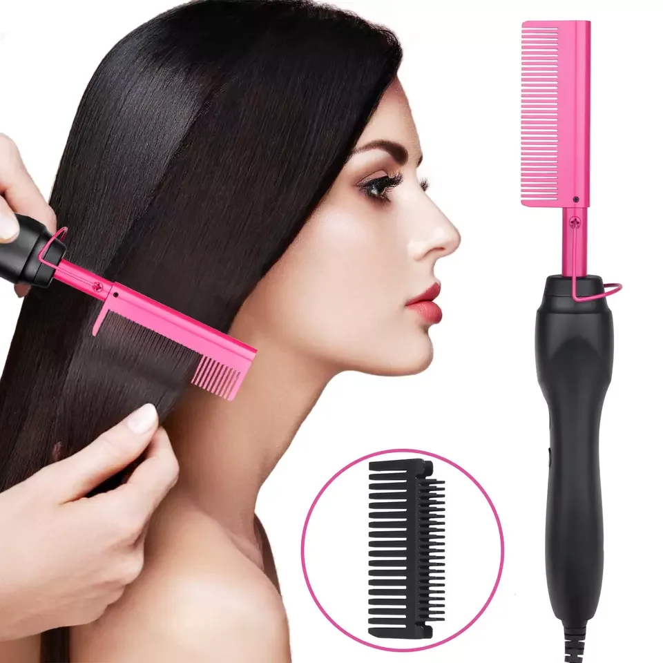 New Product Hair Curling Comb Hair Straightener Brush Pressing Electric Hot Comb Titanium Alloy Copper Comb