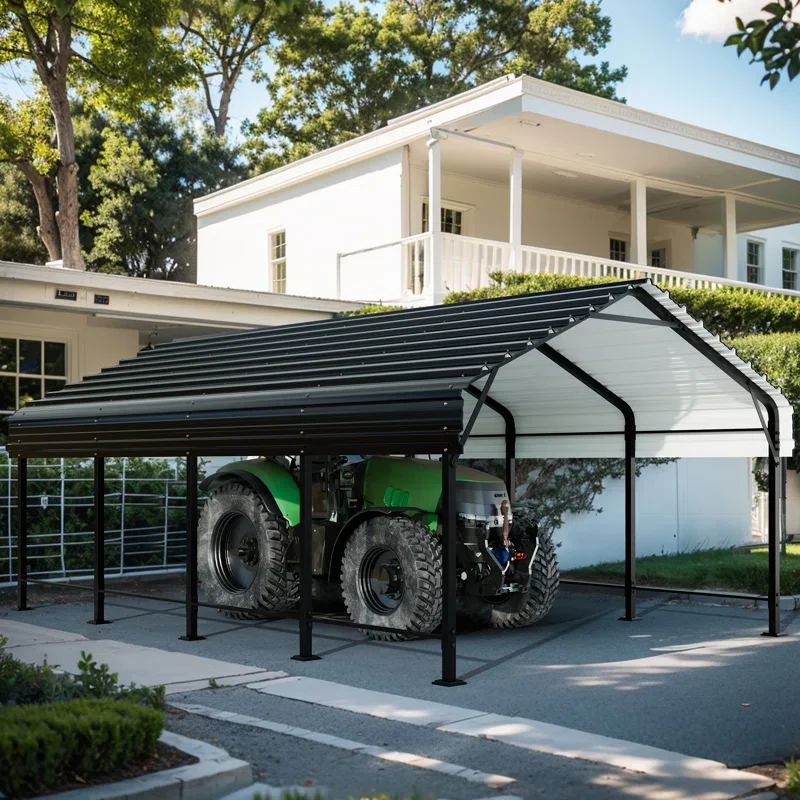 Metal Carport 13 *20 FT With Heavy Duty Metal Frame Galvanized Steel Roof Metal Car Garage Carport