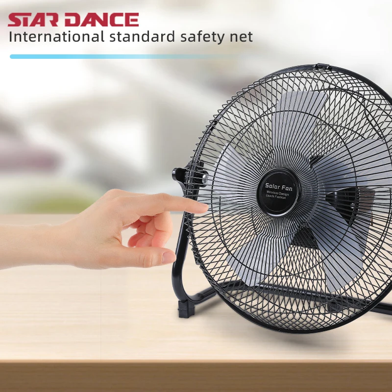 15W High Quality Rechargeable aluminum Adjustable Solar Panel Fan Dc 16 12 Inch Solar Standing Rechargeable Table Fan With Solar