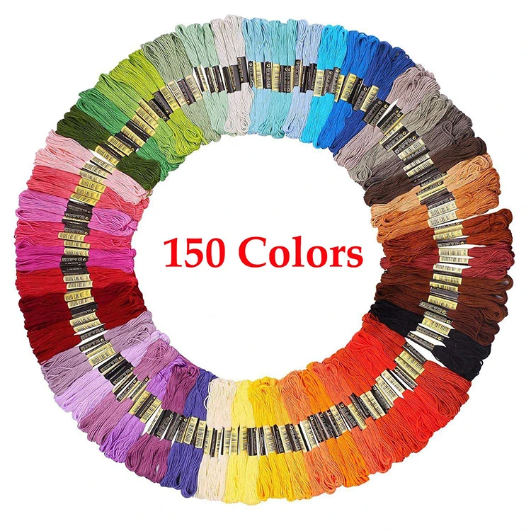 
Embroidery floss friendship bracelet string 150 skeins multi-color cross stitch thread with color numbers 