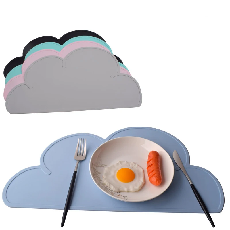 Eco Friendly Heat Resistance Non Slip Baby Kids Dining Table Place Mats Silicone Placemats With Raised Edge