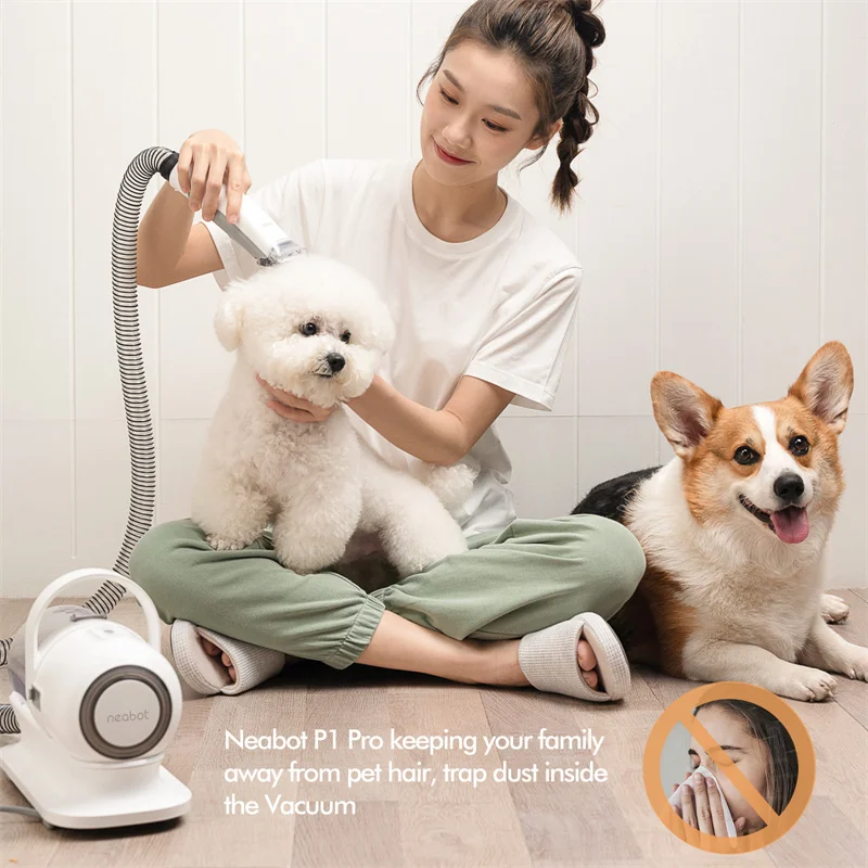 Neabot P1 Pro Dog Hair Remover Trimmer Comb Brush Clipper Shaver Cleaning Pet Grooming Vacuum Cleaner Kit Set