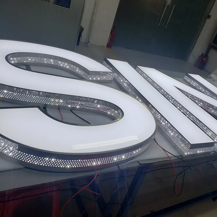 Акриловая поверхность с подсветкой символы каналов знак 3D окрашенные офисные буквы логотип со