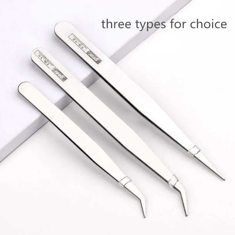 Private label  personalized makeup tools stainless steel curved nail art  tweezers