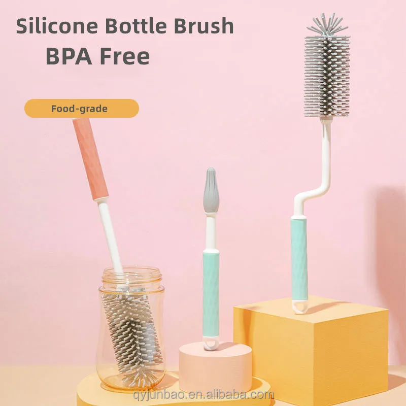 New Arrival Small MOQ Hot Amazon rotating silicone baby bottles nipple brush