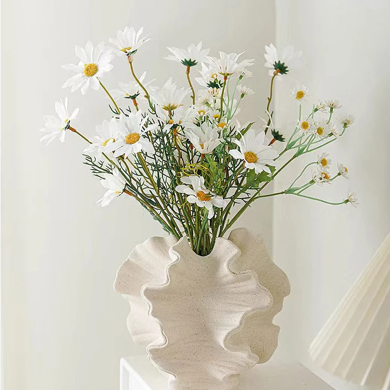 Modern White Nordic Matte Clay Ceramic Vase Minimalist Home Decor Ornaments for Wedding or Home Decoration Irregular Shape