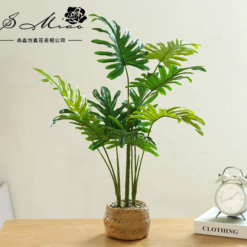 New design artificial green tree large bonsai interior furnishing pieces cement pot