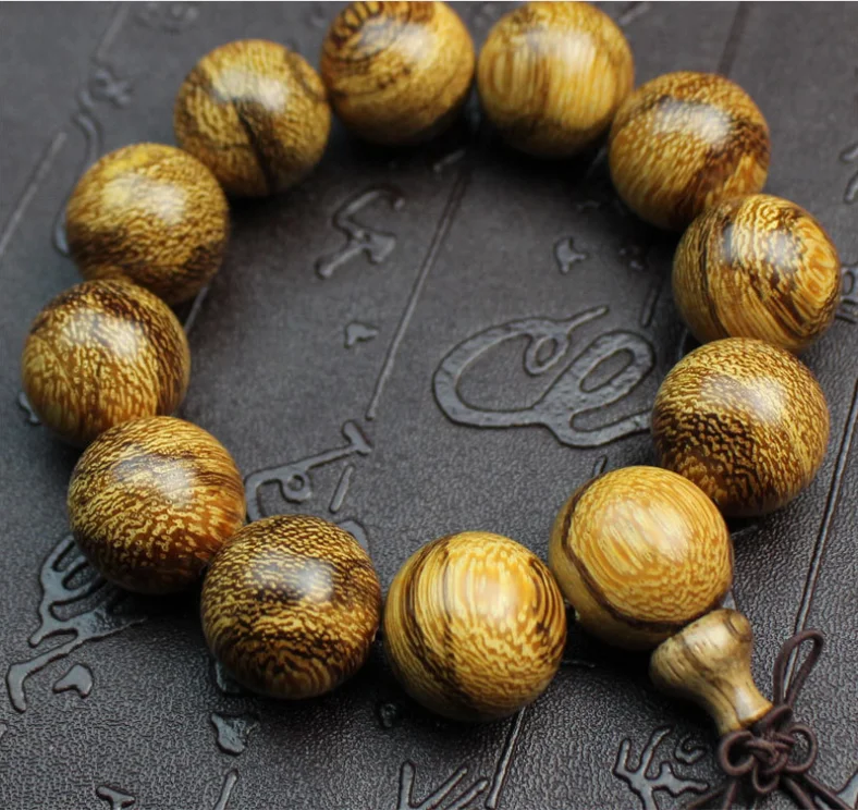 
Vietnam Huang Qi Nanmu Hand String Old Material Buddha Beads Lovers Bracelet Play Yellow Flowers Rosary Jewelry Wholesale 