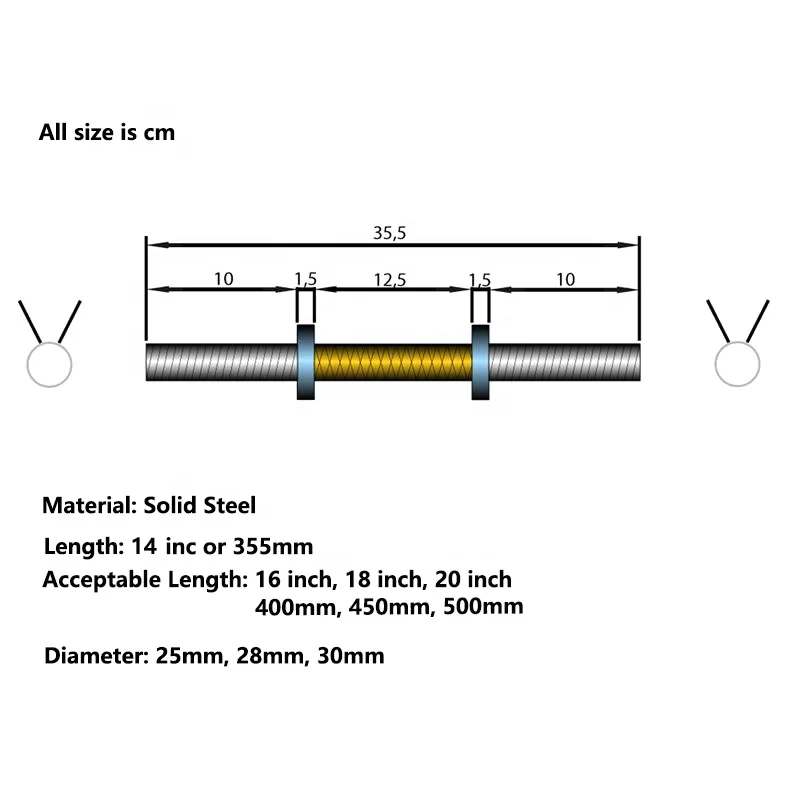 Weightlifting Chrome Solid Steel Fits 1 Inch Standard Plates Regular Dumbbell Handle With Smooth Ends