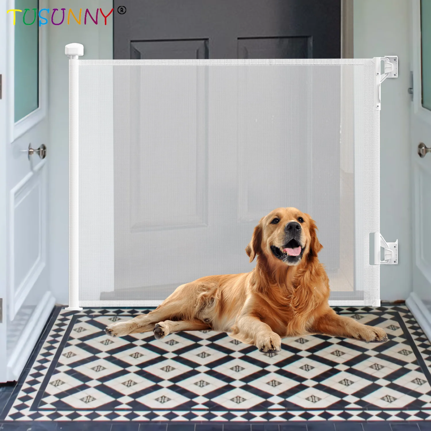 Portable Folding Safety Barrier Stair Retractable Baby Extra Tall Pet Security Indoor Gate