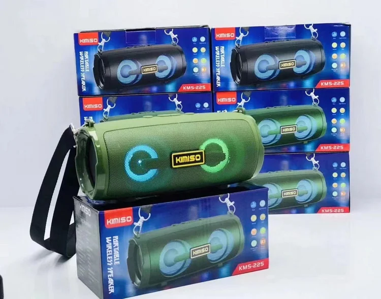 KIMISO KMS-225 Wireless Speaker Support USB TF CARD FM RADIO TWS Subwoofer Speaker With Cool Light