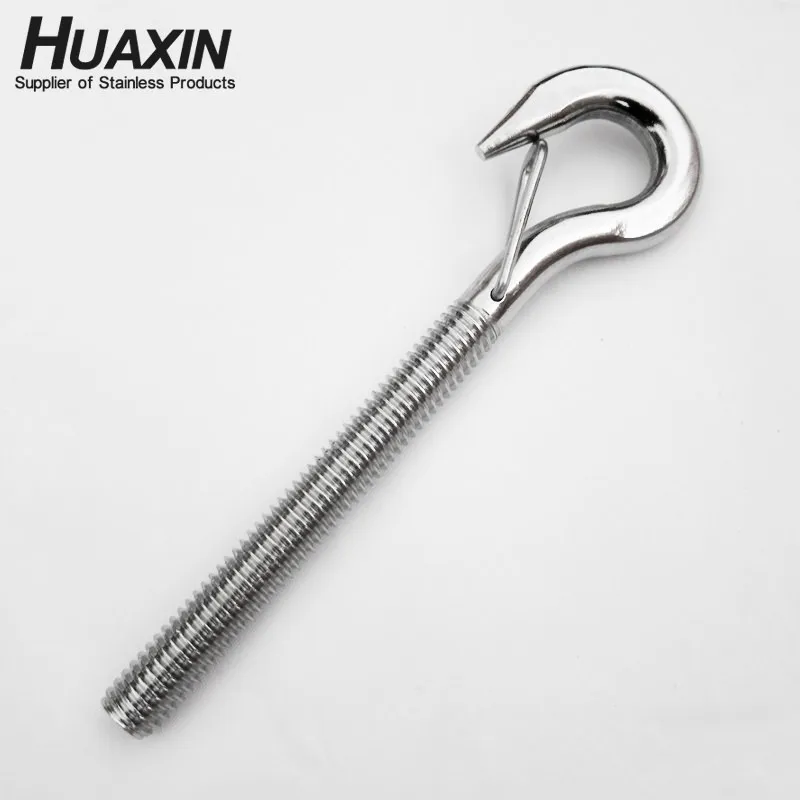 Stainless Steel 304 Threaded Hook Bolts With Stopper With Lock Safety Spring M6 Cable Guide Wire Rope Light Hanging Suspension