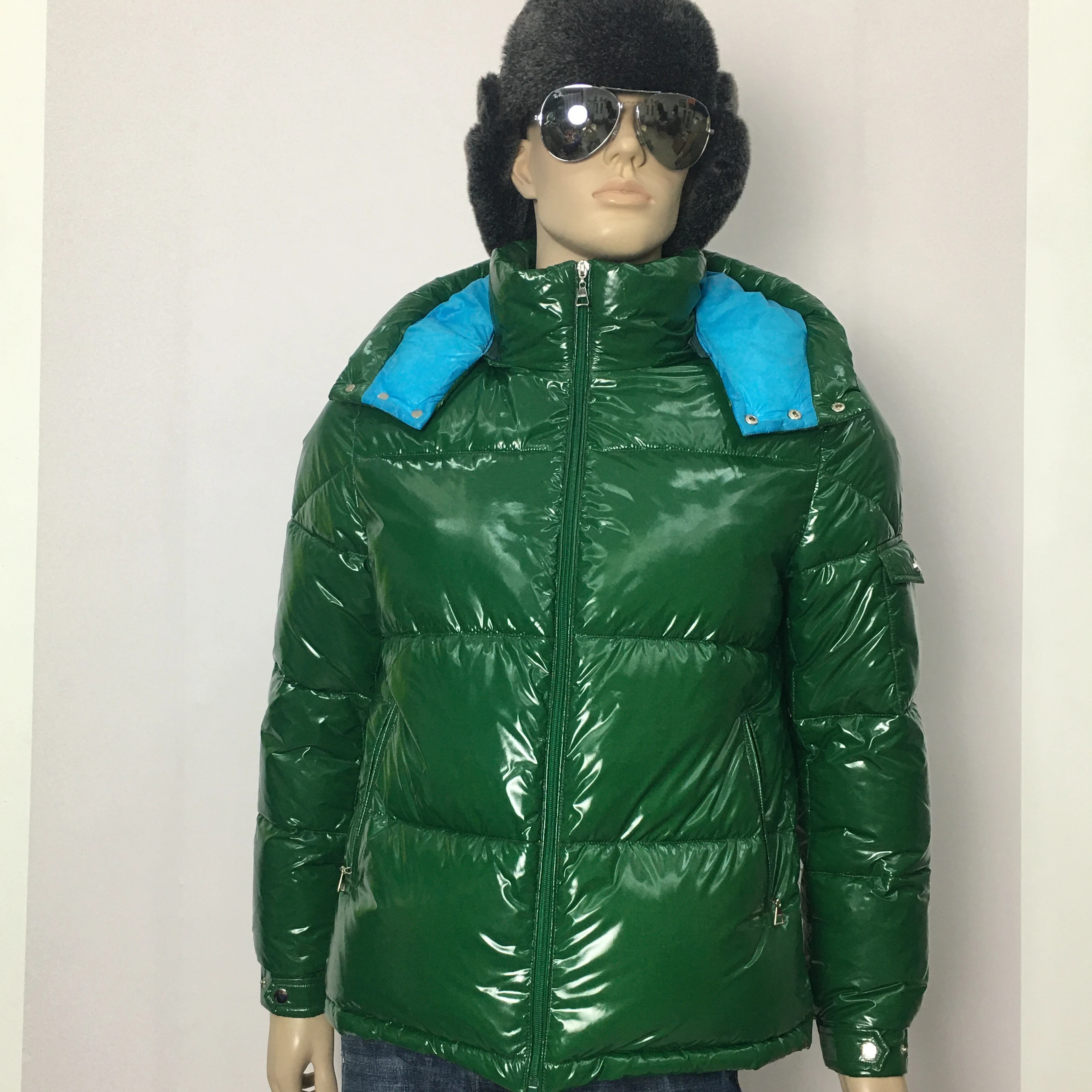 2023 new factory price wholesale custom logo stand collar zip up heavyweight plus size faux leather puffer padded quilted jacket