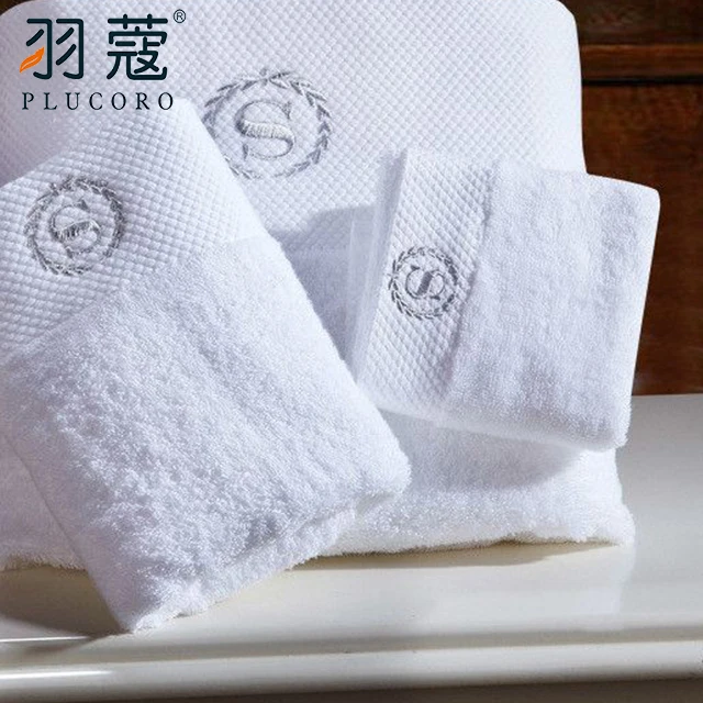 Hotel 100% Cotton 16s Towel Set Bath And Hand Towel With Embroidery Customer Logo