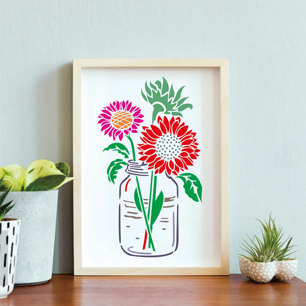 Reusable Flower painting tool Plastic Spring Custom Home Decoration On Wood Drawing Stencil