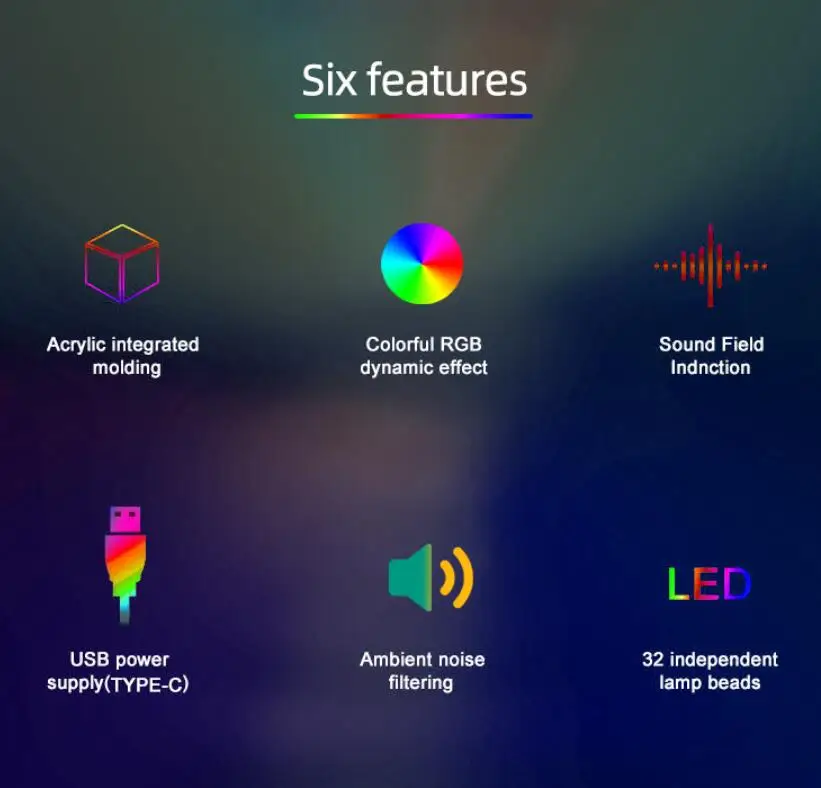 Game Rgb APP Music Lights Sound Control Bedroom Game Led Lamp Bar Gaming PC TV Car Desktop Atmosphere Light Music Rhythm Lights