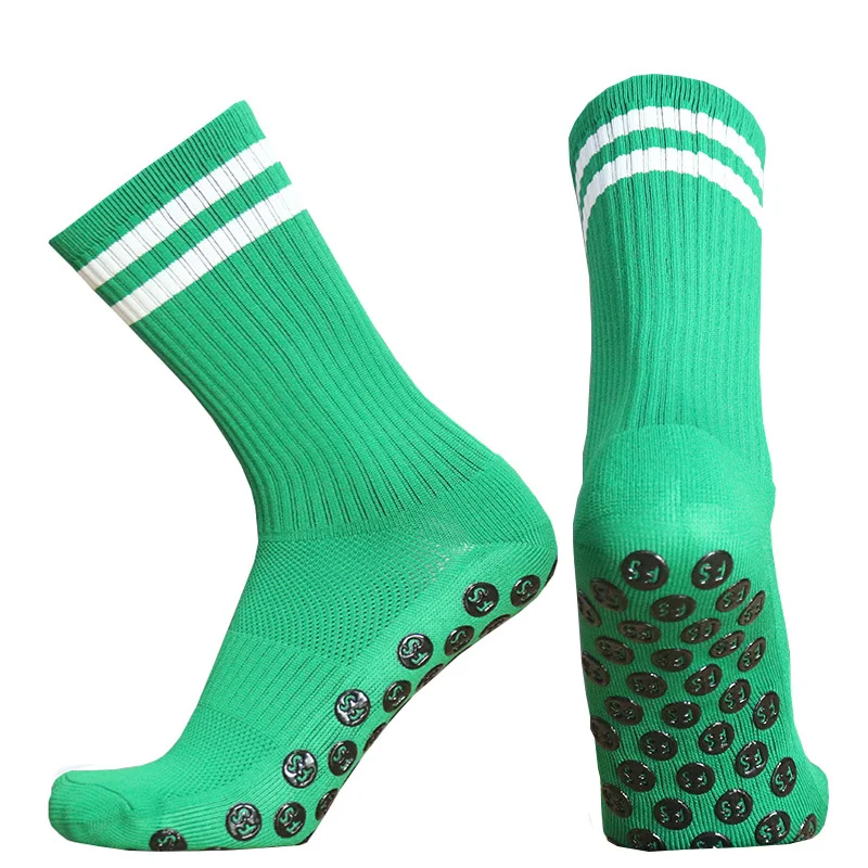 Factory Wholesale Colorful Striped Grip Sports Socks Professional OEM Team Club Soccer Anti Slip Socks Custom Football Socks Men