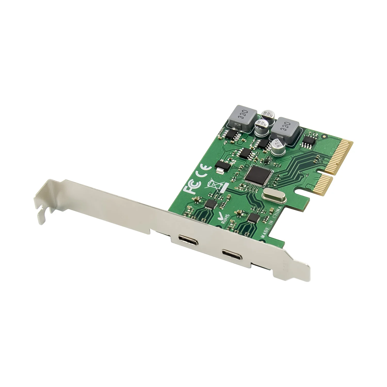 PCI-E ASM1142 USB Type C 2 ports Extended Card self powered