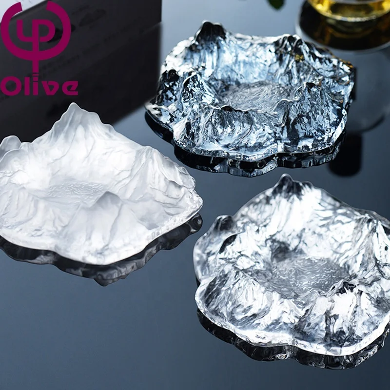 Smart Japanese light luxury tabletop decoration ornaments crystal glass cigar iceberg ashtray