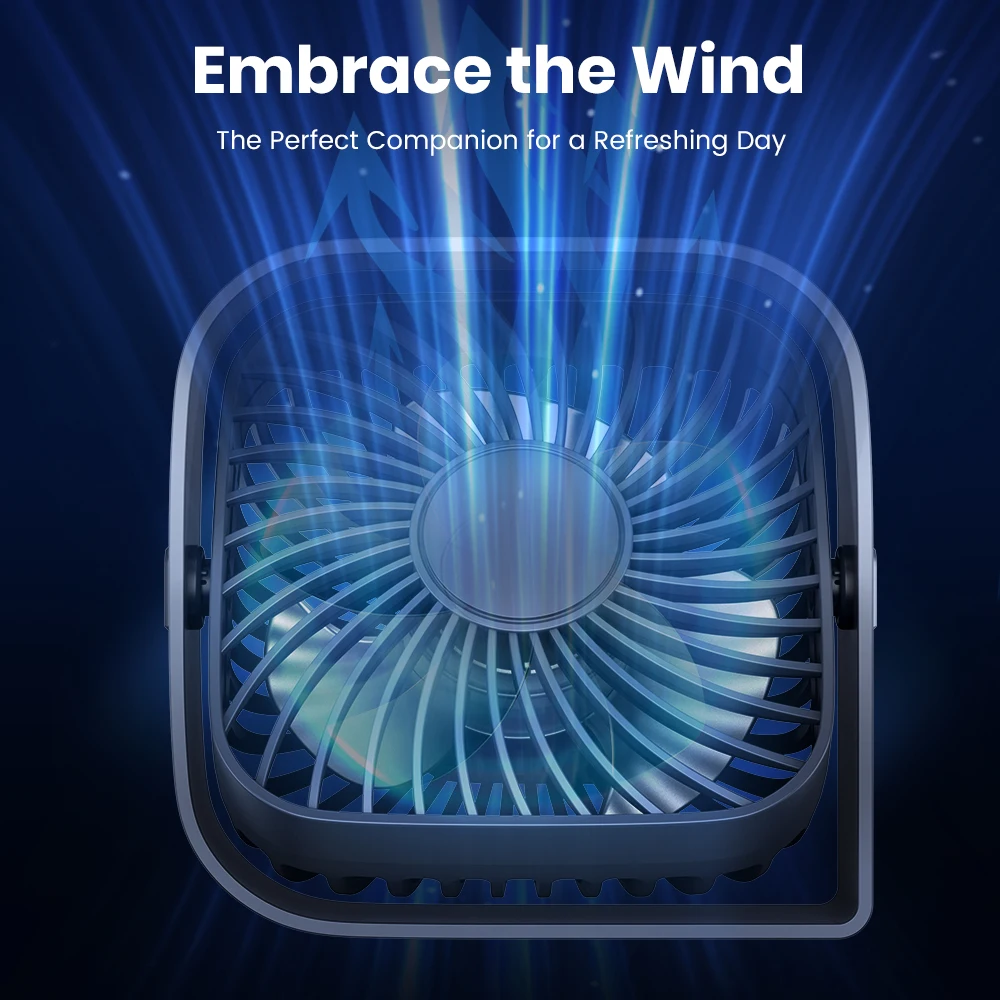 TOPK K50 2024 New Design USB Mini Table Fan Mute Large Wind Low Noise Desktop Fan Mini Fan