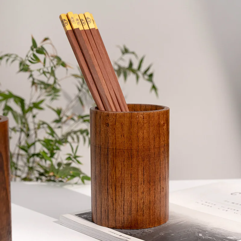 Wholesale household wooden tableware drain tube chopstick cage