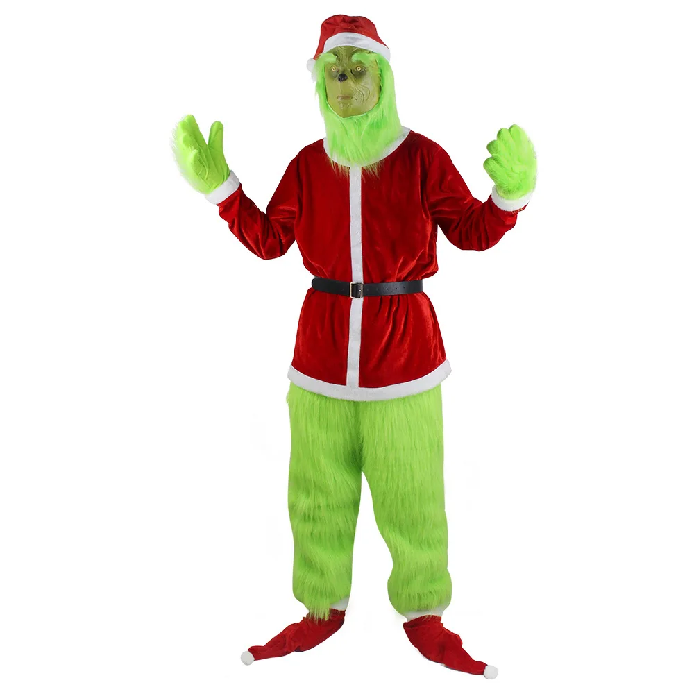 Unisex Adult Grinches Green Pilgrim Cosplay Costume Set Christmas Anime Anime Costumes with Green Mask