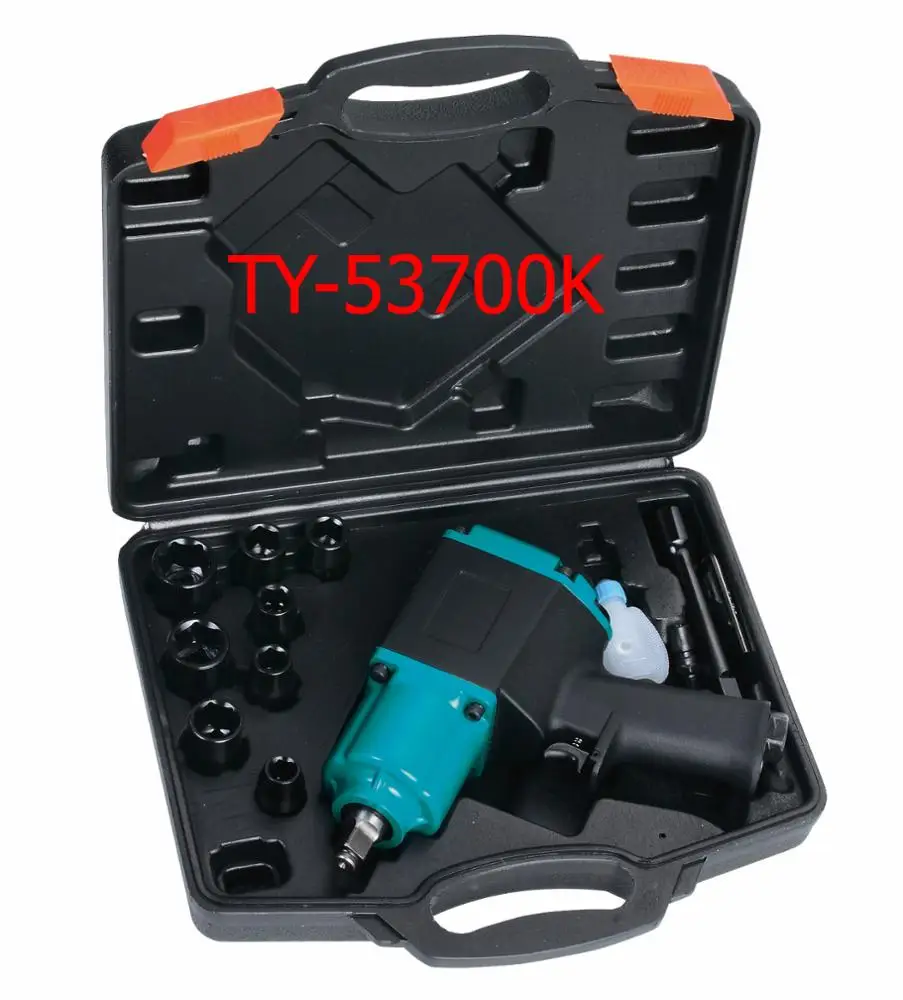 TY52811K Air Impact Wrench Kit (12-Piece) 400 ft.lbs break torque, twin hammer auto shop repair kit